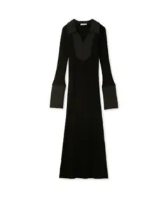 FRAY I.D シャツカラーリブニット 원피스 長袖 ブラック F 23SS