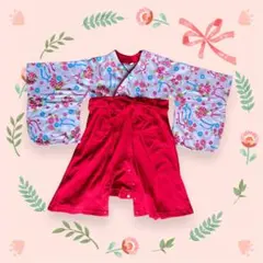 ベビー 袴ロンパース 女の子 90 花柄 お食い初め ひな祭り お祝い事 年賀状