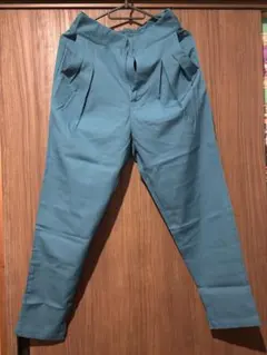 レディーススラックスパンツ　Mサイズ　ポリエステル素材　ブルーグリーン