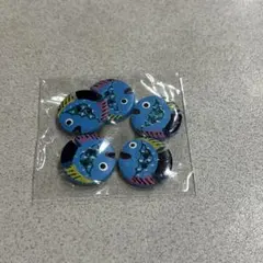 青い魚デザインのボタン 5個入り　インド