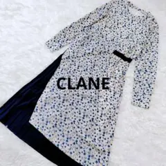 【CLANE】ルミネ限定 小花柄×ネイビープリーツ ロングワンピース M