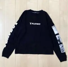PLAYBOY プレイボーイ　メンズ　長袖　カットソー　黒　ブラック　M
