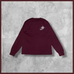 US古着 PORT&COMPANY プリント ロンT 長袖 ボルドー Sサイズ