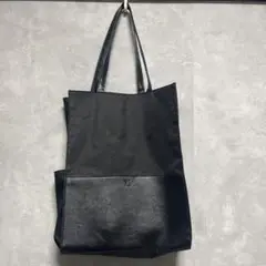 ワイズ　Y's　トートバッグ　縦型　黒　ナイロン系×レザー系