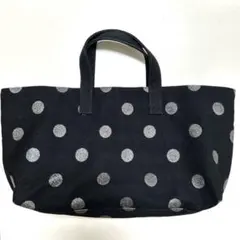 BEAMS ラメ ドット柄 水玉 キャンバス トートバッグ ブラック
