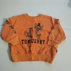 エフオーキッズトレーナー トムとジェリー ヴィンテージ オレンジ 90