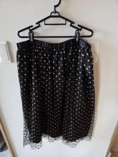 黒のドット柄フレアスカート 3Lのサムネイル