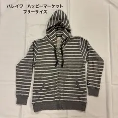 ハレイワハッピーマーケット パーカー　グレー系ボーダーのサムネイル