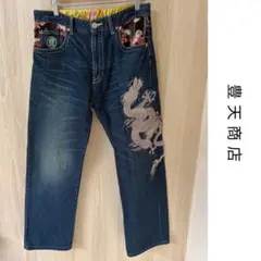 【美品】豊天商店 ドラゴン デニム ジーンズ 和柄 メンズのサムネイル