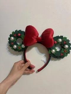 クリスマスリース ミッキー型カチューシャ