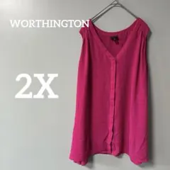 WORTHINGTON 2X ピンク ノースリーブシャツ