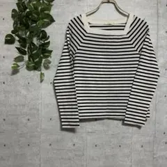 earth music&ecology【M】ボーダー長袖シャツ✨スクエアネック