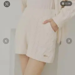 Chico ケーブルショートニットパンツ アイボリー・ベージュ