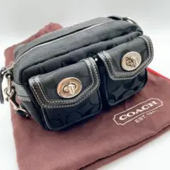 美品✨COACH コーチ アクセサリーポーチ　シグネチャー　ターンロック