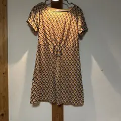 OFUON 幾何学模様 半袖ミニワンピース サイズ40