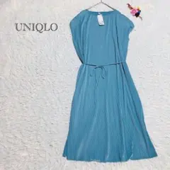 ユニクロ　ロングワンピース　3XL 大きいサイズ　プリーツ　フレンチスリーブ