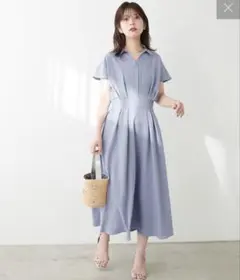 【Lサイズ】ナチュラルクチュール　涼しげスキッパー衿ワンピースのサムネイル