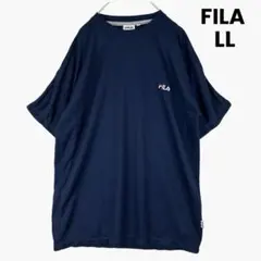 FILA Tシャツ ネイビー LL ワッフル生地 半袖 ロゴ　オーバーサイズ