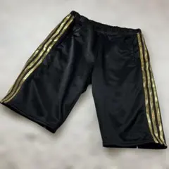 アディダスadidas 3本ライン ハーフパンツ ブラック/ゴールド sizeL