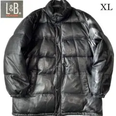 大きいサイズ【L&B HOMME】羊革 本革 ラムレザーダウンジャケット 黒XL