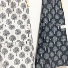 北欧柄エプロン 2枚セット ナチュラルカラー×グレー おしゃれ リネン　コットン