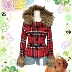 平成女児 平成 コート ファー チェック 00s y2k グランジ