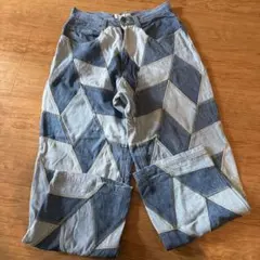 ダイヤモンドパターン デニムパンツ ワイドレッグ