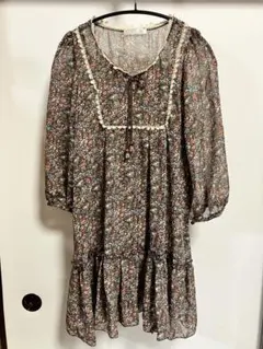 花柄フリル裾ワンピース 森ガール フェアリーグランジ y2k