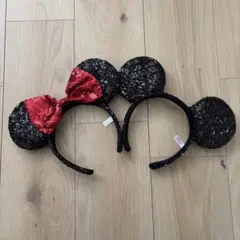 スパンコール ミッキー　ミニー　カチューシャ ディズニー　ペア　カップル
