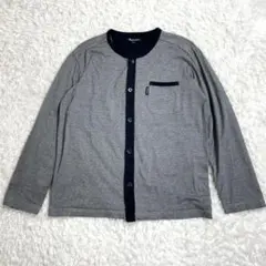 アクアスキュータム ノーカラーカットソー長袖シャツ メンズ 青グレー Mのサムネイル