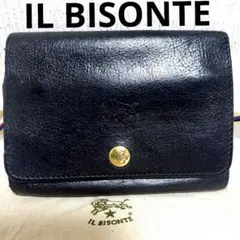 イルビゾンテ　二つ折り財布　フラップ　ミドルウォレット　ブラック