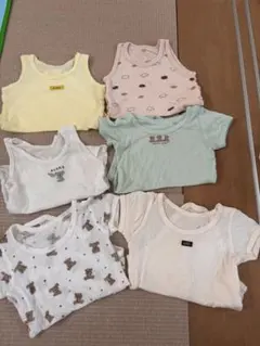 ベビー肌着　80 半袖、タンクトップ　ロンパース　6点セット