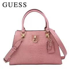 GUESS ピンク クロコダイル風 ショルダーバッグ