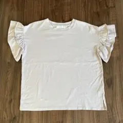 B:MING by BEAMS フリル袖 コットン 白Tシャツ
