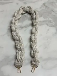 クリーム色 編み物 バッグ・スマホショルダーストラップ