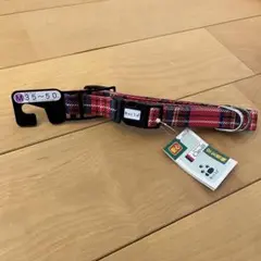 Clever レッドチェック 犬用首輪 Mサイズ