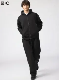 ユニクロc スウェットワイドパンツ　Lサイズ　ブラック