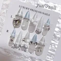 No.11 ネイルチップ スナ系 フレンチガーリー 韓国系 量産型 ちゅるん 夏