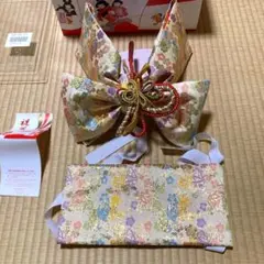 美品 日本製 七五三 作り帯セット 金糸 梅花柄 箱付き