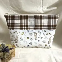 10ハンドメイド　大きなポーチ　おむつポーチ