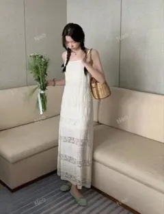 shein シーイン ロングワンピース レース キャミソール