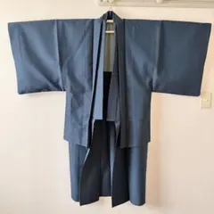 着物 長着 単品 黒色 袷 男性用 Lサイズ 家紋入り「五三桐」NO260722