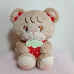 mikko illustrations　いちごBIGぬいぐるみ　＊ラテ＊