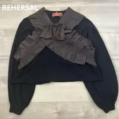 REHERSALLリハーズオール　長袖トップス フリルロンＴ　ブラック