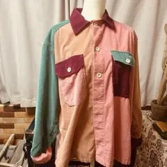 かわいい⭐︎ 古着　コーデュロイ クレイジーシャツ　長袖シャツ