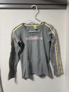 【adidas】アディダス ロンT グレー×ピンク×イエロー レディースS