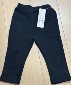 【新品タグ付き】シンプルフリー　裏起毛　黒ズボン　パンツ　80