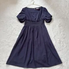 美品✨トッカ ワンピース シューケットドレス パフスリーブ 半袖 ネイビー 濃紺のサムネイル
