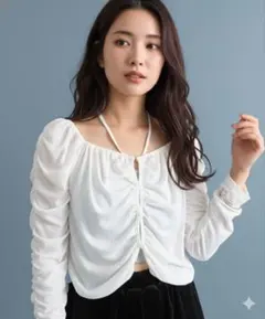 新品　 mystic ミスティック スクエアネック シャーリングカーディガン