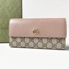 【新品・保管品】GUCCI 長財布 ダブルG バイカラー コンチネンタル ピンク